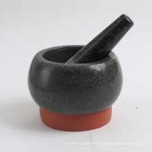 Granit Motar und Pistill mit Silikonfuß 13x8cm